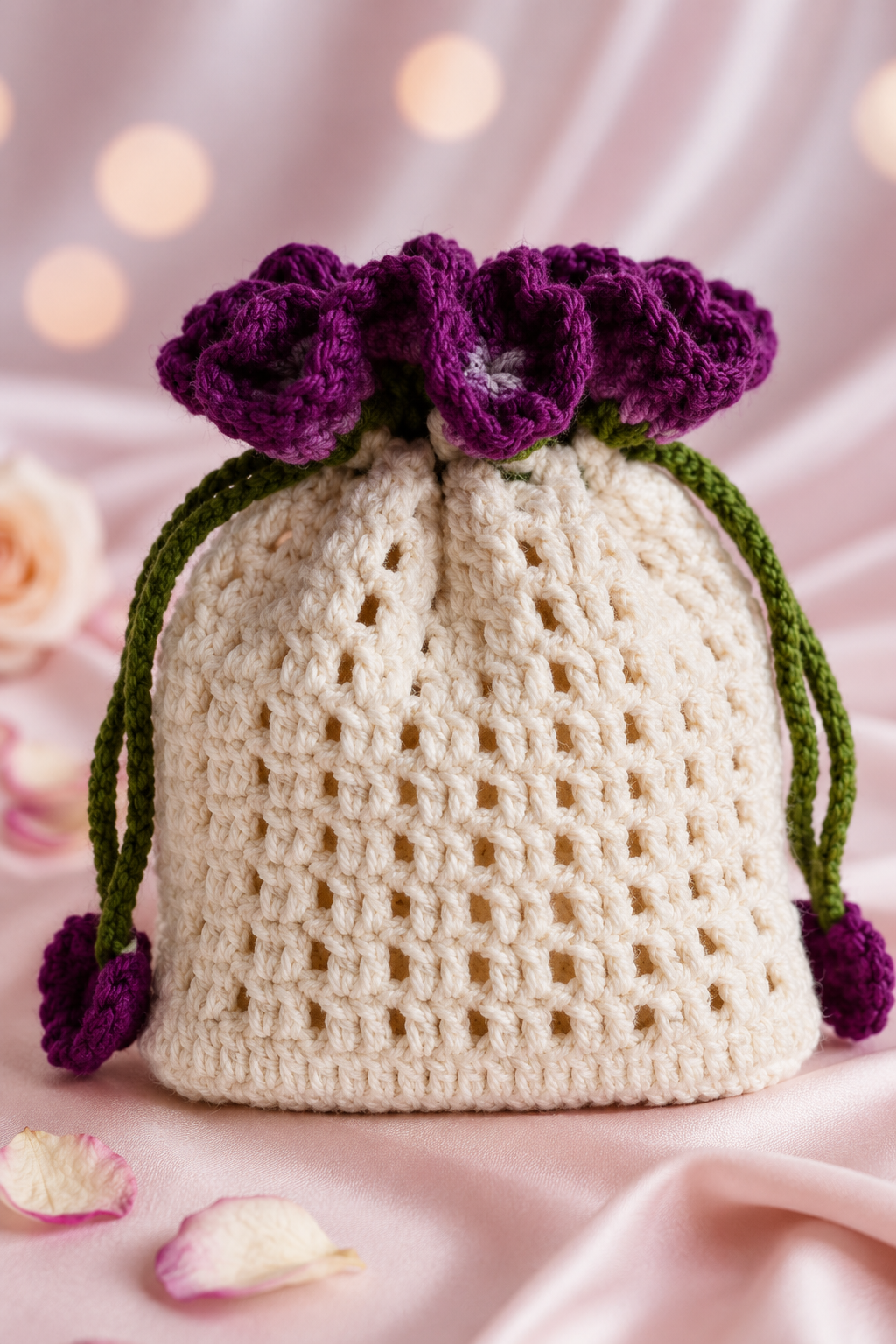 Lavender Bloom Drawstring Pouch