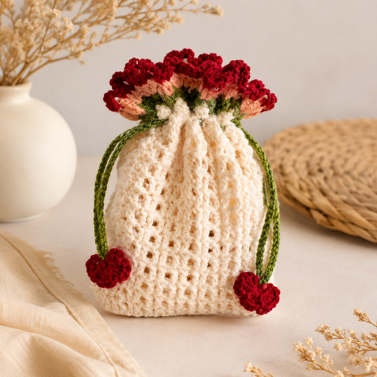 Blush Rose Drawstring Pouch