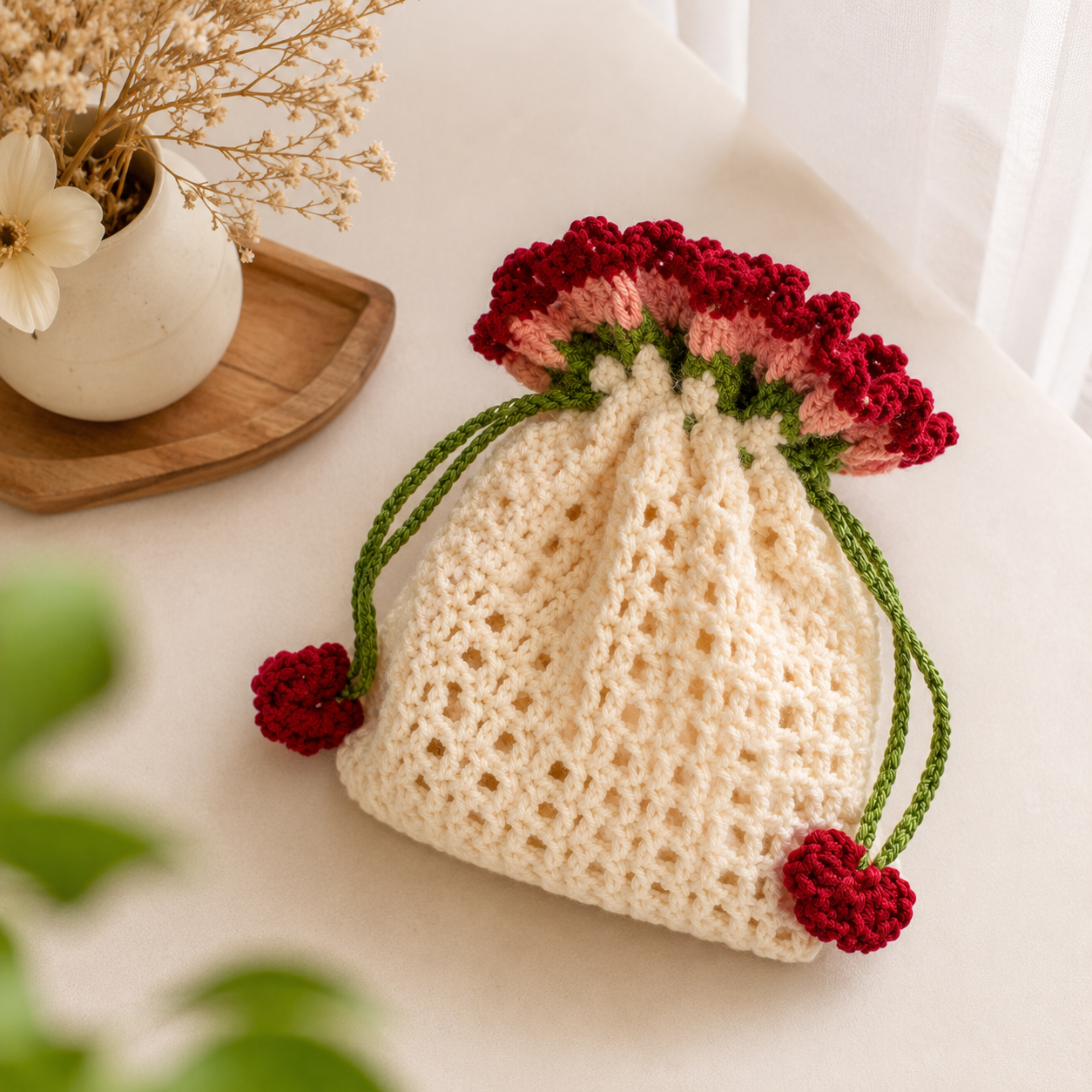 Blush Rose Drawstring Pouch